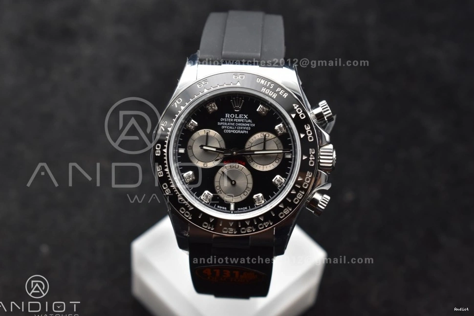 Best Oysterflex 1:1 (Weighted) SH4131 Diamonds Strap Edition 126519 Silver Black Dial on Daytona V6 QF 0301